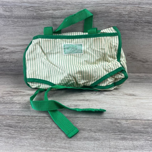 Vintage 1984 Cabbage Patch Kids Doll Carrier Backpack Coleco Green White Stripes - Picture 1 of 8